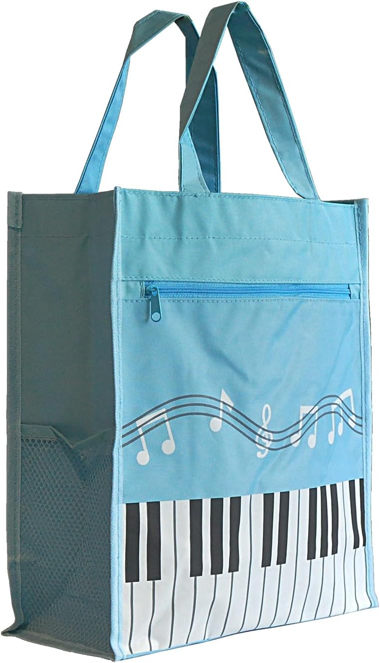 Farcaya Piano Keys Handbag Case Bag Music Tote Oxford Cloth Nylon Waterproof Storing Sheet Books for Teacher Gifts (Light Blue) - Image 1
